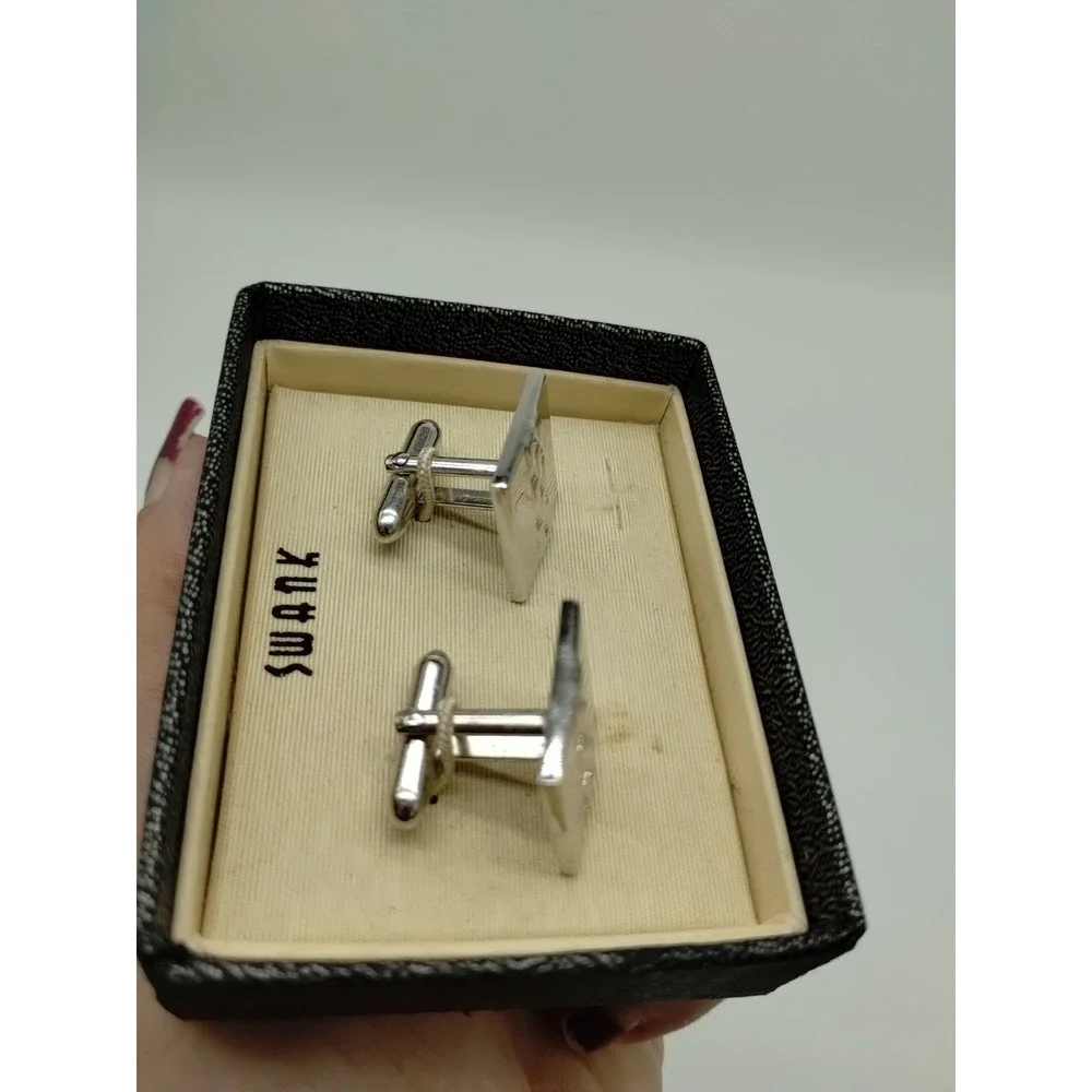Vintage Men's Swank Silver Tone Cuff Links